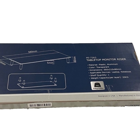 Mi Mount-It Tabletop Monitor Riser; Clear Plastic/Aluminum; 44 lb. capacity - Picture 4 of 4